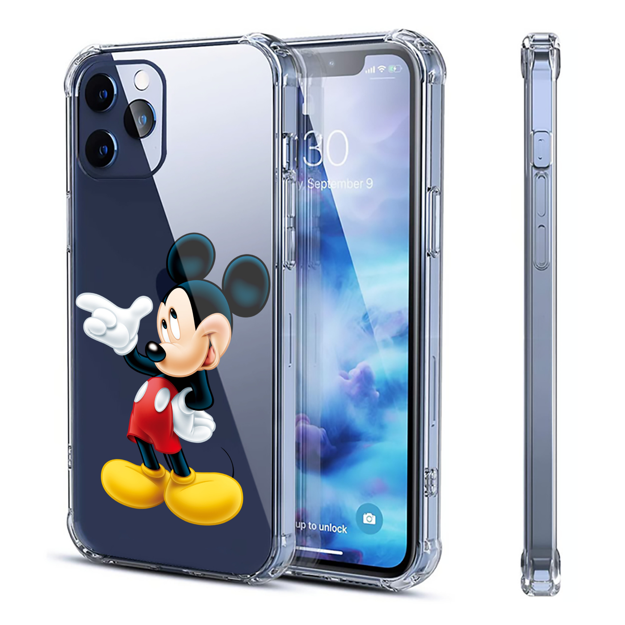（画像用） ミッキーマウス Mickey Mouse 【iPhone 12シリーズ対応】透明スマホケース（クリアソフトケース）